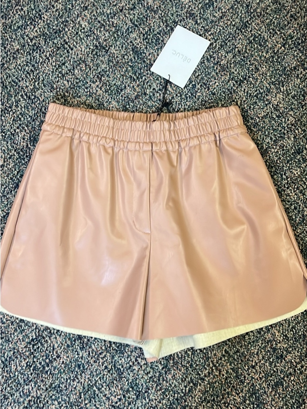 Beige faux leather shorts
